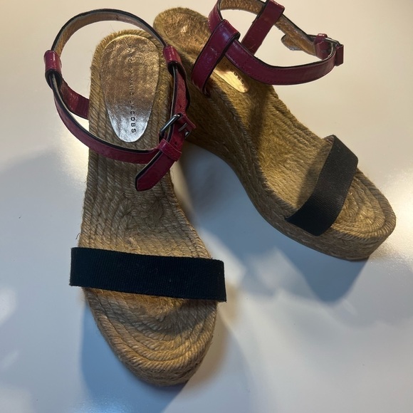Marc By Marc Jacobs Colorblock Leather Raffia Wedge Sandals EU size 41 - Picture 2 of 14